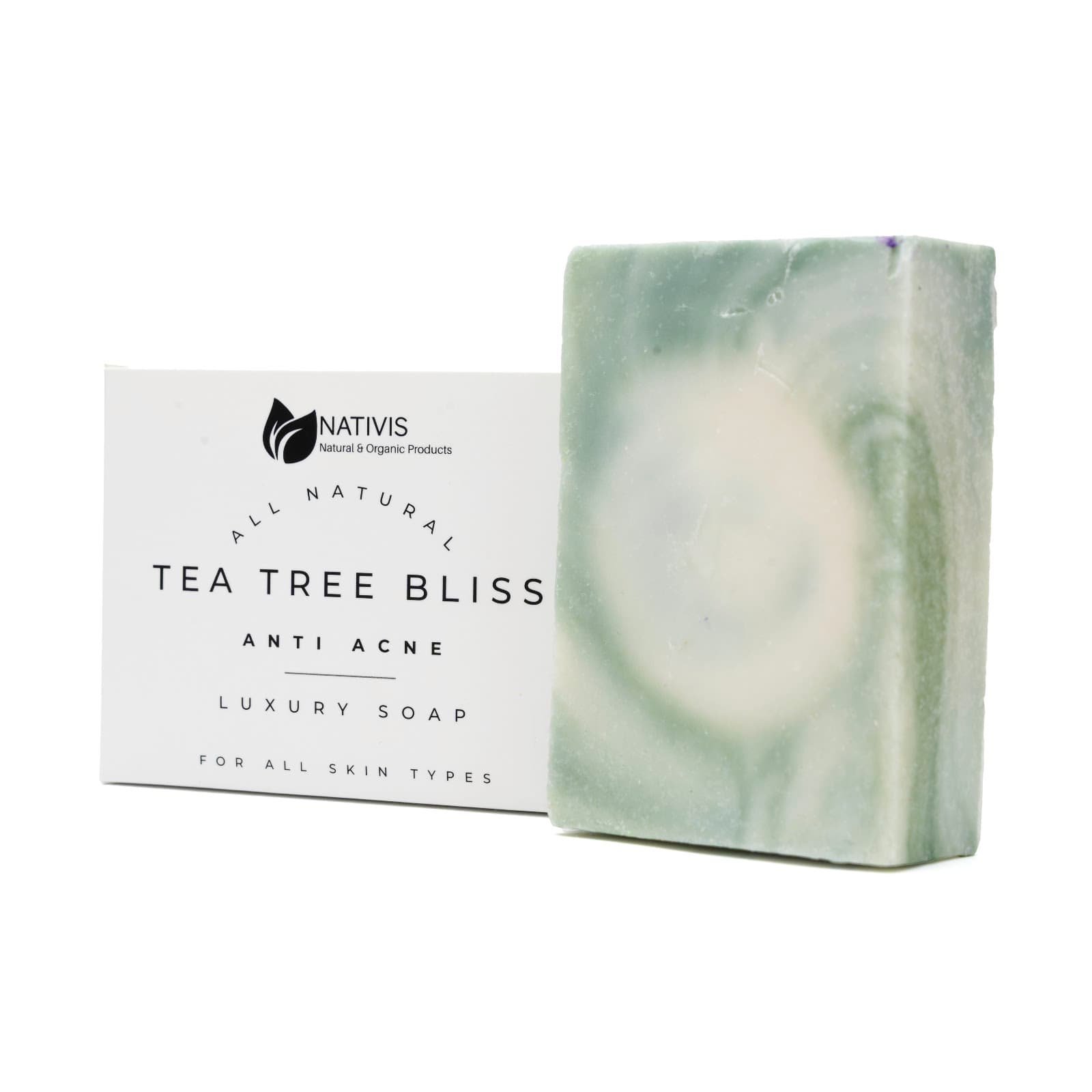 Tea Tree Bliss soap bar and carton
