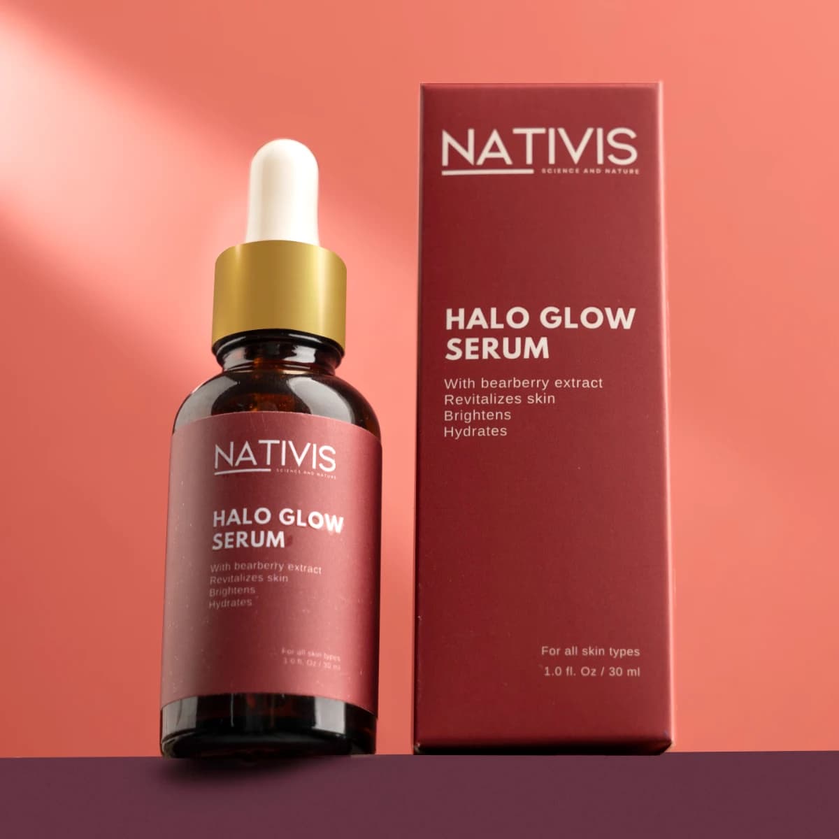 Halo Glow Skin Serum bottle and carton